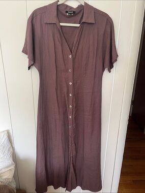 Madewell Dusty Mauve Linen Dress